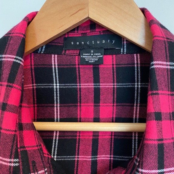 Sanctuary pink & black plaid soft flannel … - Picture 10 of 13